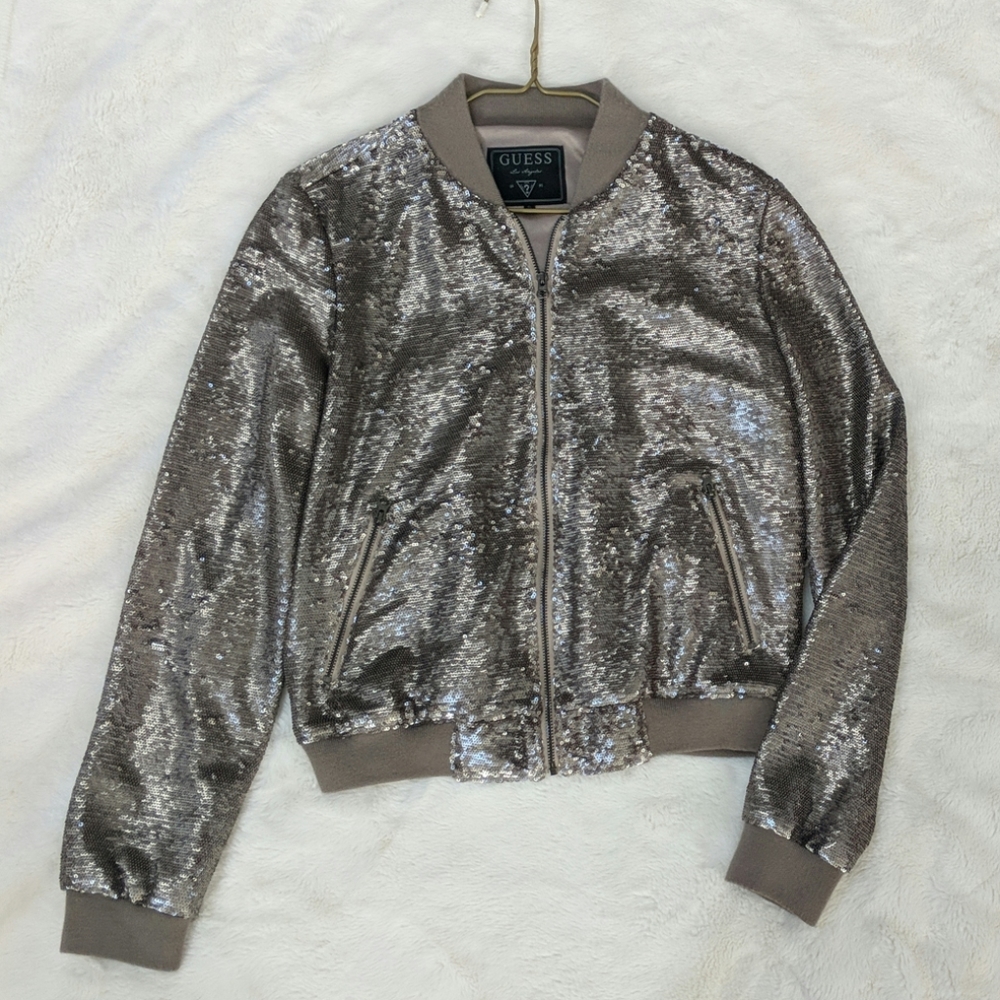 Zip up sequined jacket